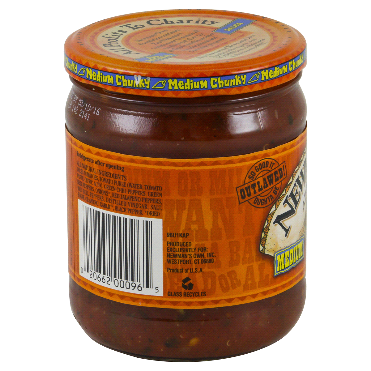 slide 4 of 4, Newman's Own Chunky Medium Bolder Flavor Salsa 16 oz, 16 oz