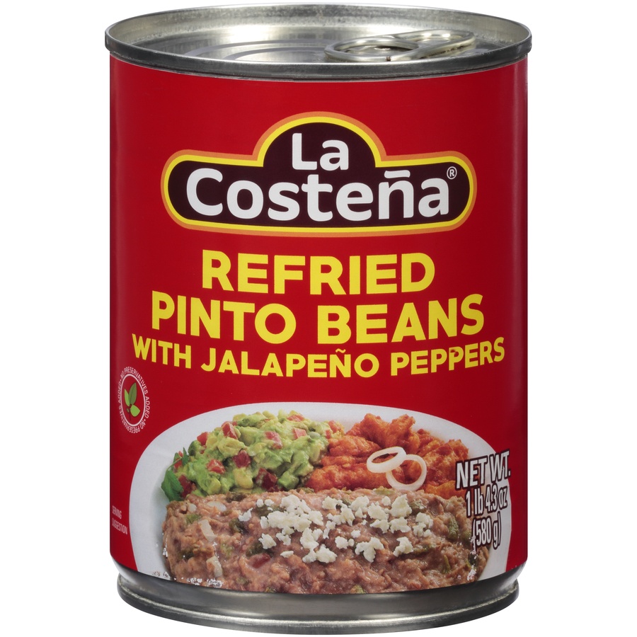 slide 1 of 1, La Costeña Refried Pinto Beans with Jalapenos, 20.5 oz