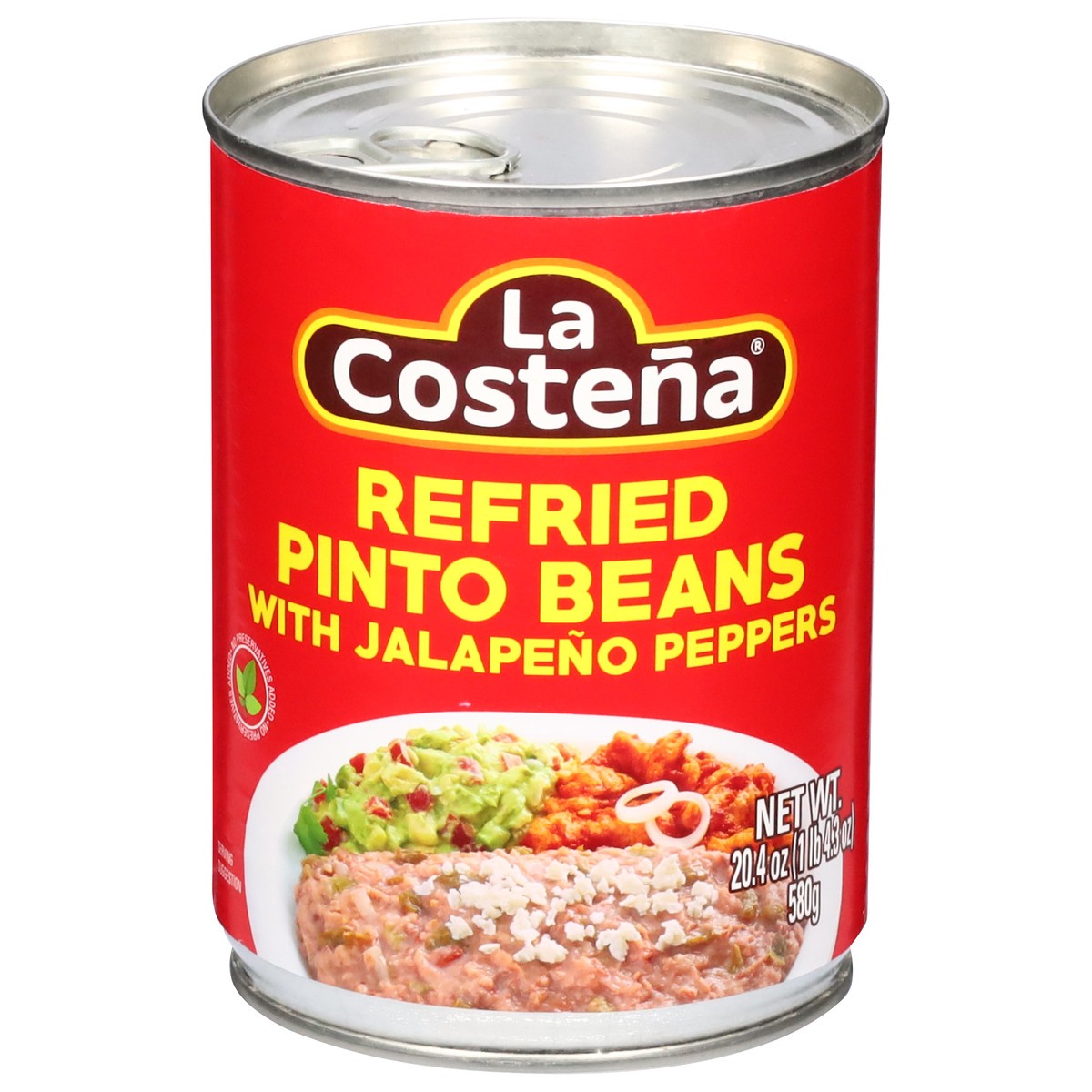slide 1 of 14, La Costeña Refried Pinto Beans with Jalapeno Peppers 20.4 oz, 20.40 oz