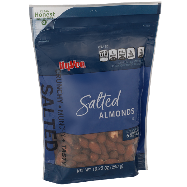 slide 1 of 1, Hy-Vee Salted Almonds, 10.25 oz