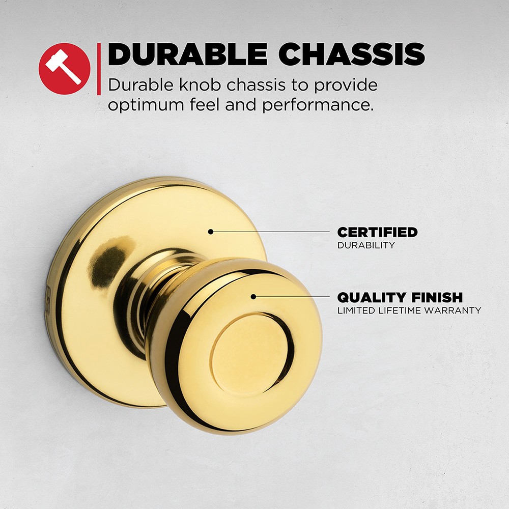 slide 3 of 6, Kwikset Mobile Home Tylo Polished Brass Interior or Hall/Closet Passage Door Knob, 1 ct