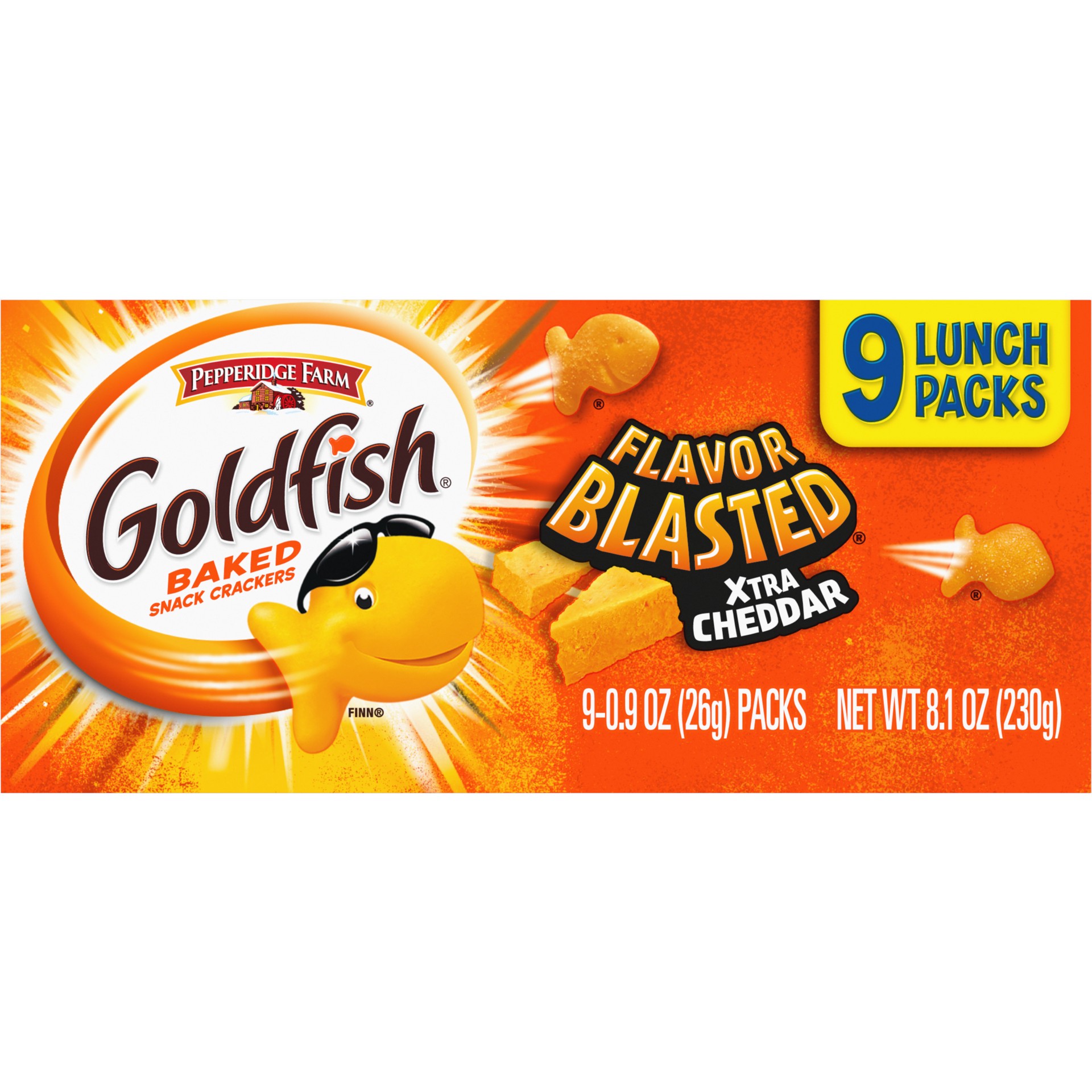 slide 5 of 5, Goldfish Flavor Blasted Xtra Cheddar Cheese Crackers, 9 ct; 1 oz