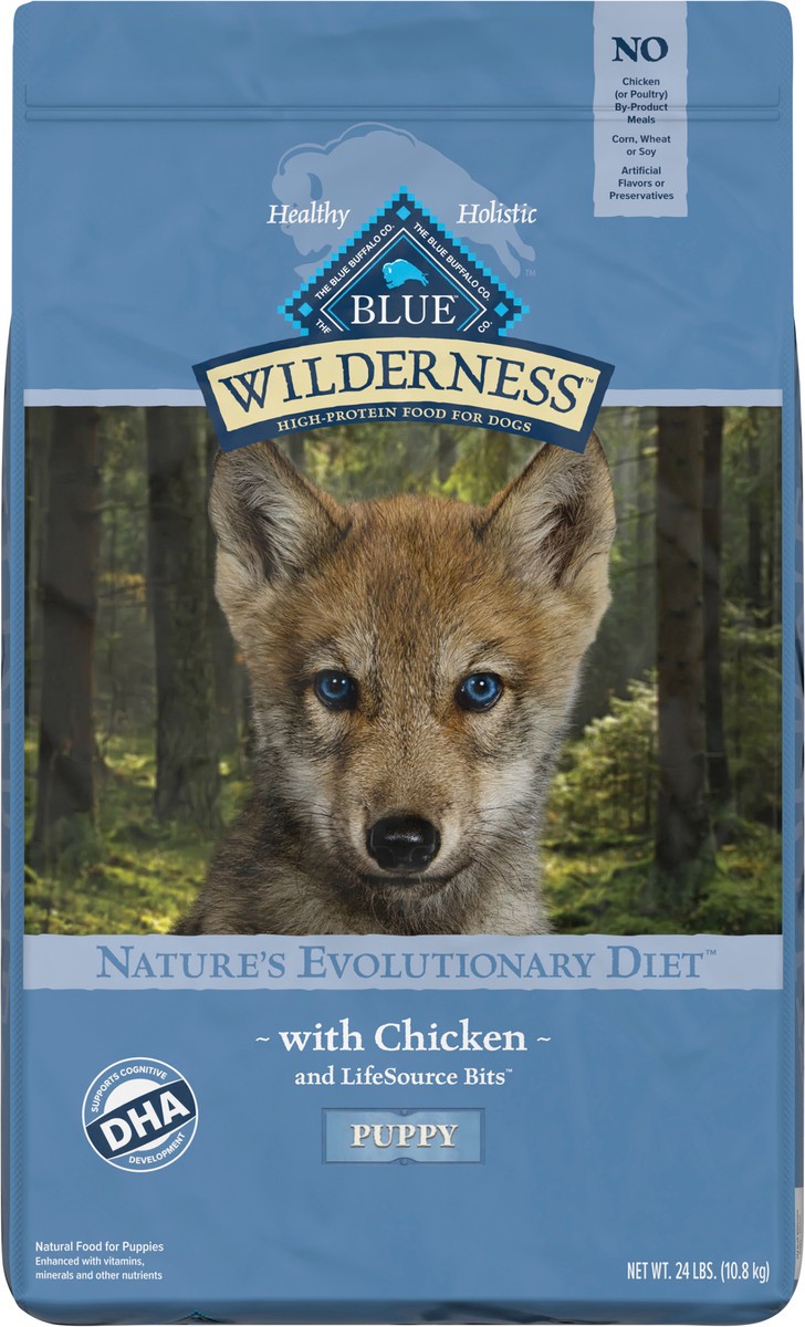 slide 9 of 12, Blue Buffalo Wilderness High Protein, Natural Puppy Dry Dog Food, Chicken 24-lb, 24 lb