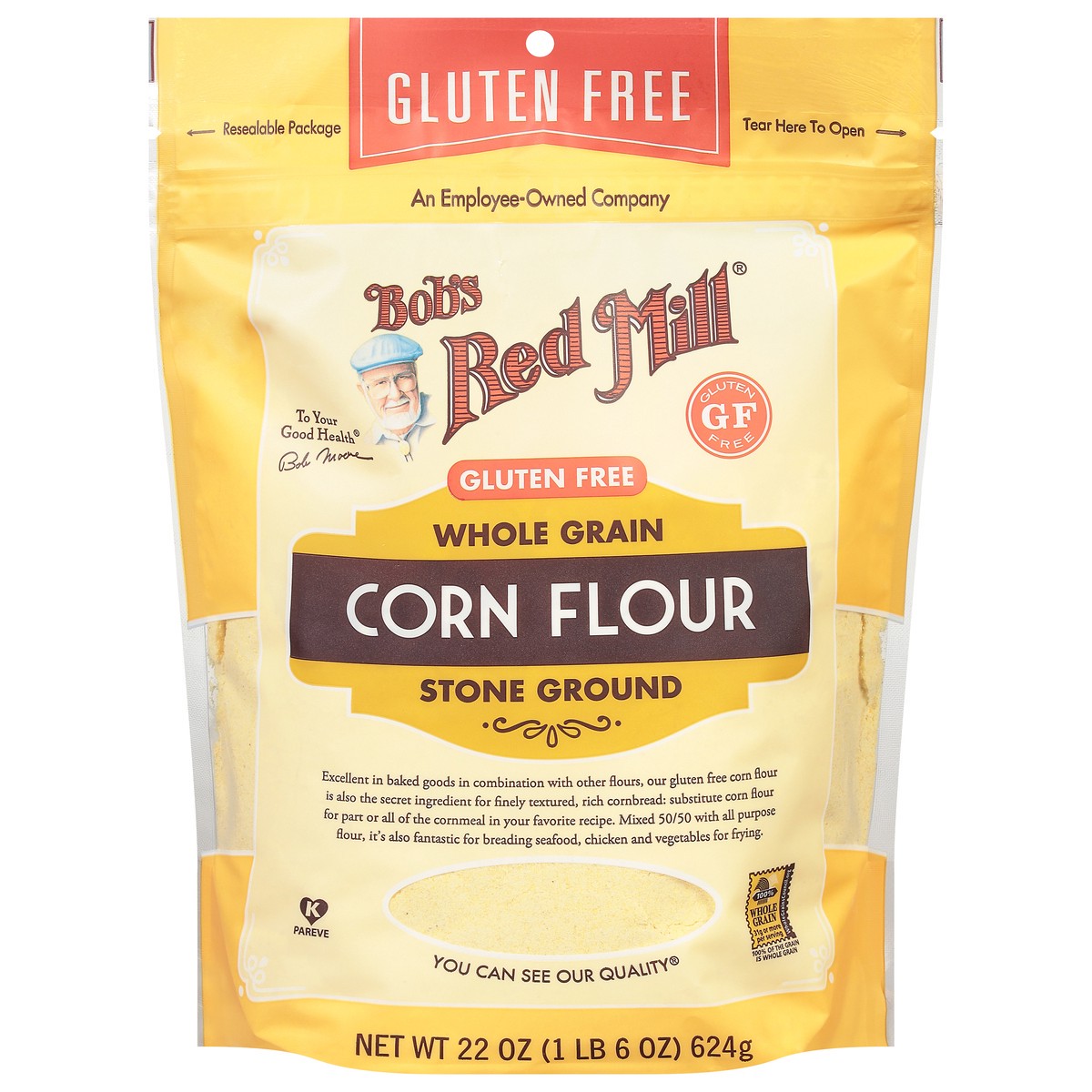 slide 1 of 9, Bob's Red Mill Whole Grain Stone Ground Corn Flour 22 oz, 22 oz