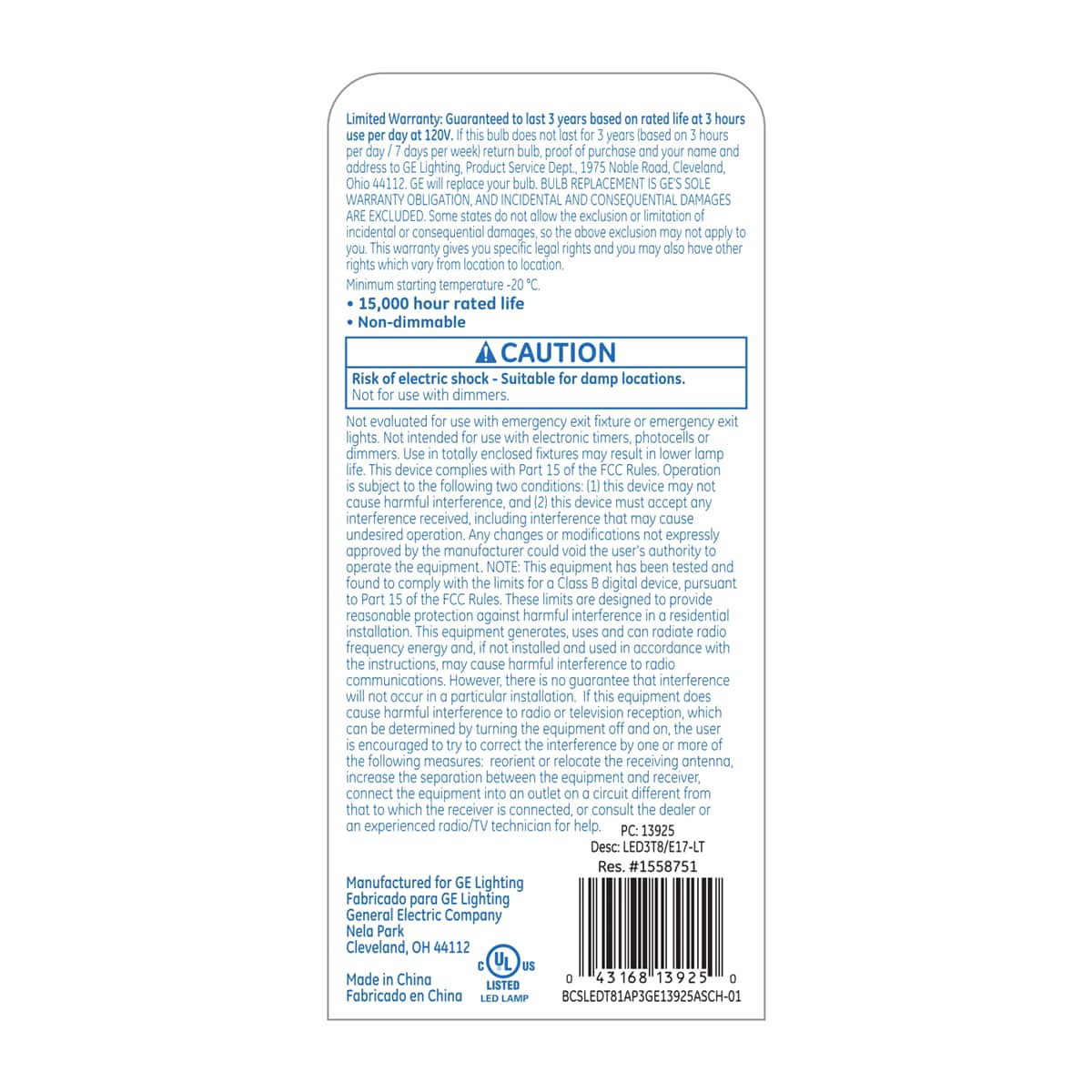 slide 2 of 2, GE 25 W Equivalent Warm White T8 LED Appliance Light Bulb, 1 ct