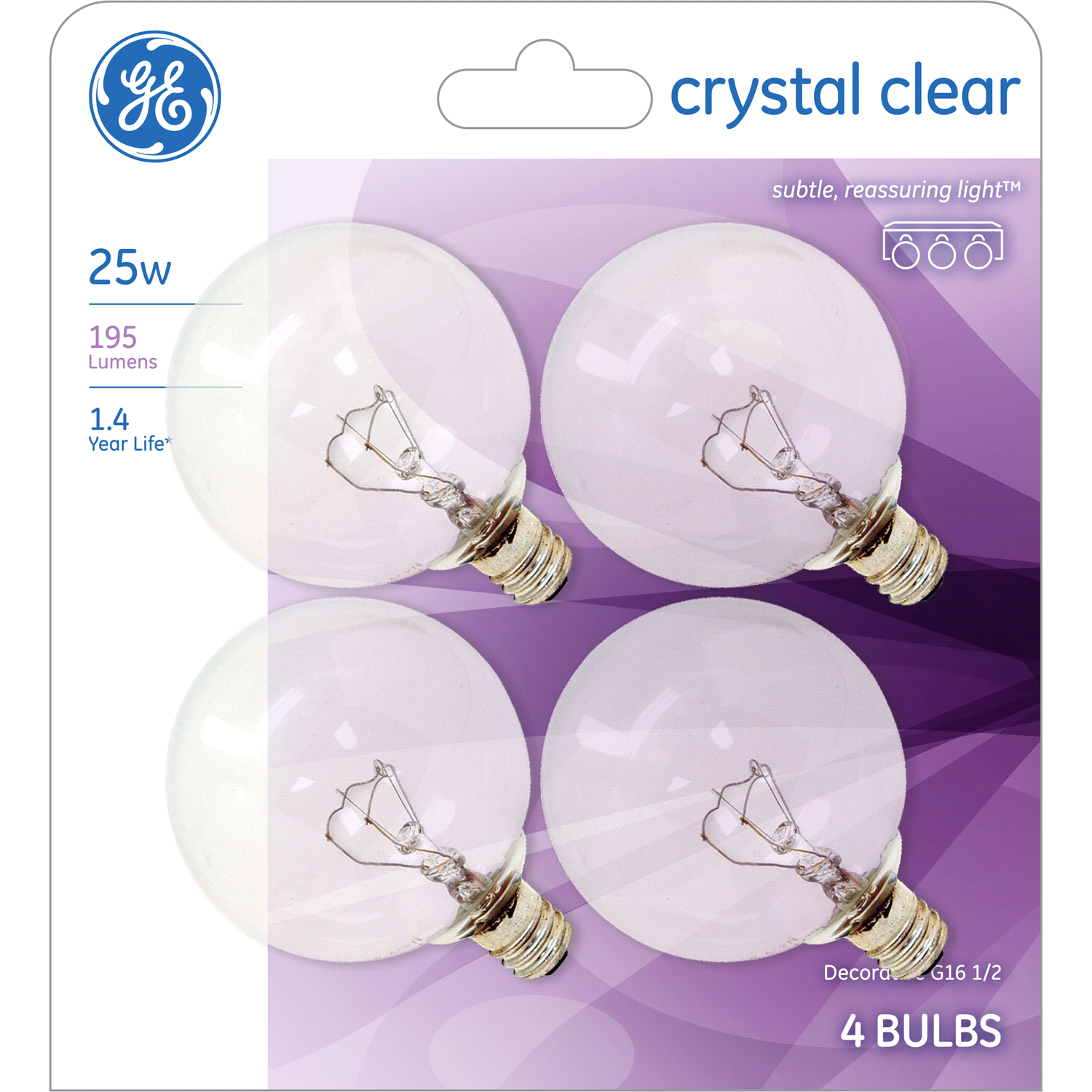 slide 1 of 2, GE 25 Watts Crystal Clear Light Bulbs 4 ea, 4 ct