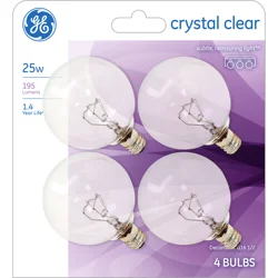GE 25 Watts Crystal Clear Light Bulbs 4 ea