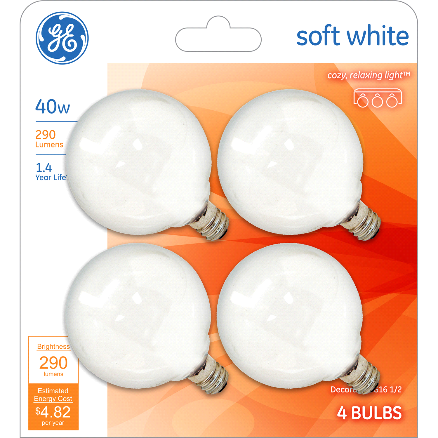 slide 1 of 2, GE Soft White 40 Watts Light Bulbs 4 ea, 4 ct