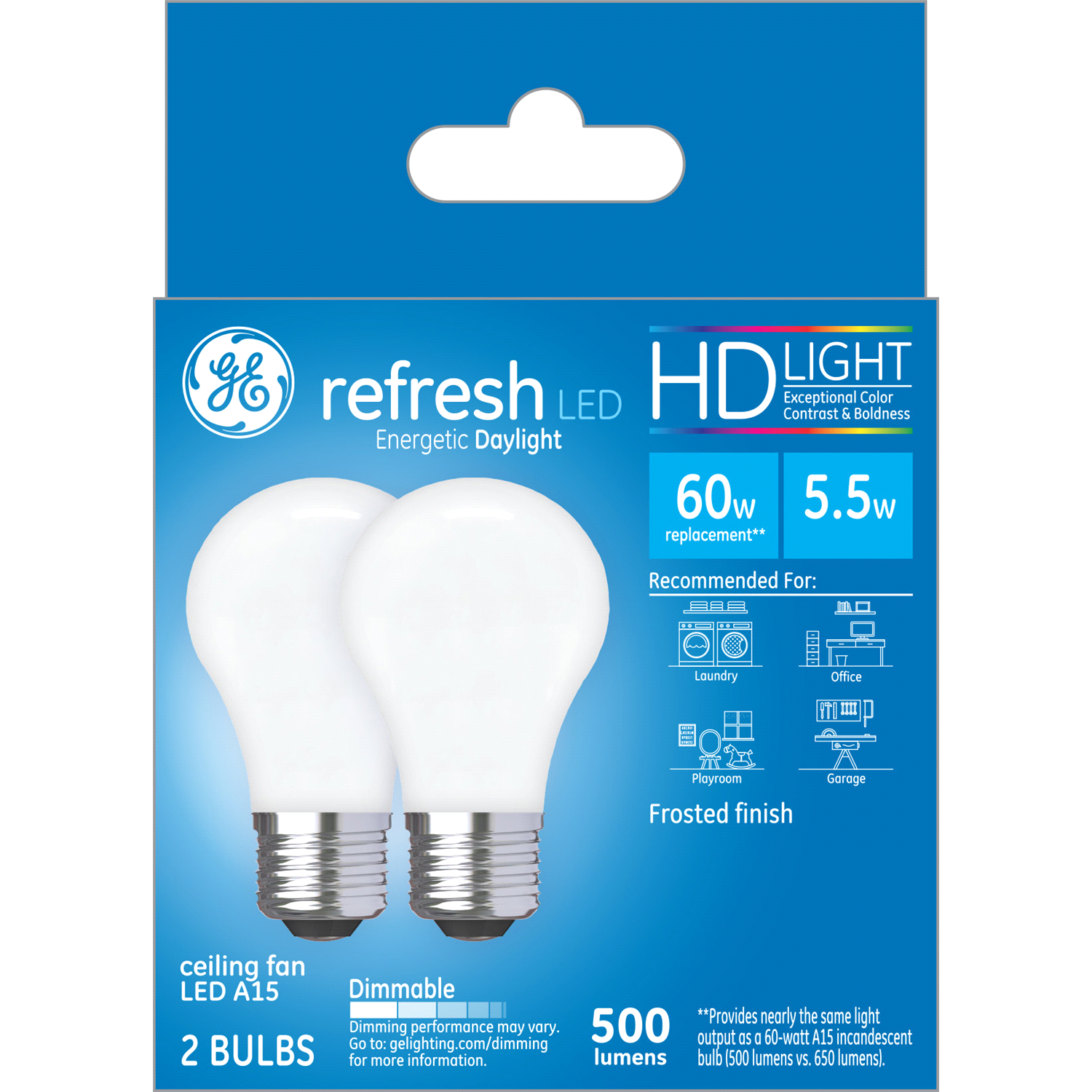 slide 1 of 2, GE Refresh 5.5 Watts Ceiling Fan LED Light Bulbs 2 ea, 2 ct