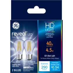 GE Reveal HD+ 40W Replacement LED Light Bulbs Ceiling Fan White Medium Base A15