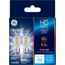 GE Reveal HD+ 40W Replacement LED Light Bulbs Ceiling Fan White Medium Base A15