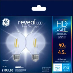 GE Reveal LED G25 3.5 Watts Clear Finish Light Bulbs 2 ea