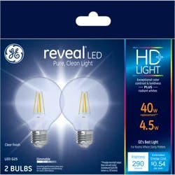 GE Reveal LED G25 3.5 Watts Clear Finish Light Bulbs 2 ea