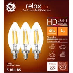 Ge Relax Led Hd 40W Cac Deco Dim Clr Blunt Tip