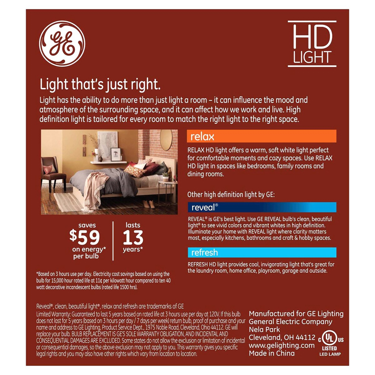 slide 2 of 2, GE Relax LED HD 40W Cam Deco Dim CLR Blue, 1 ct