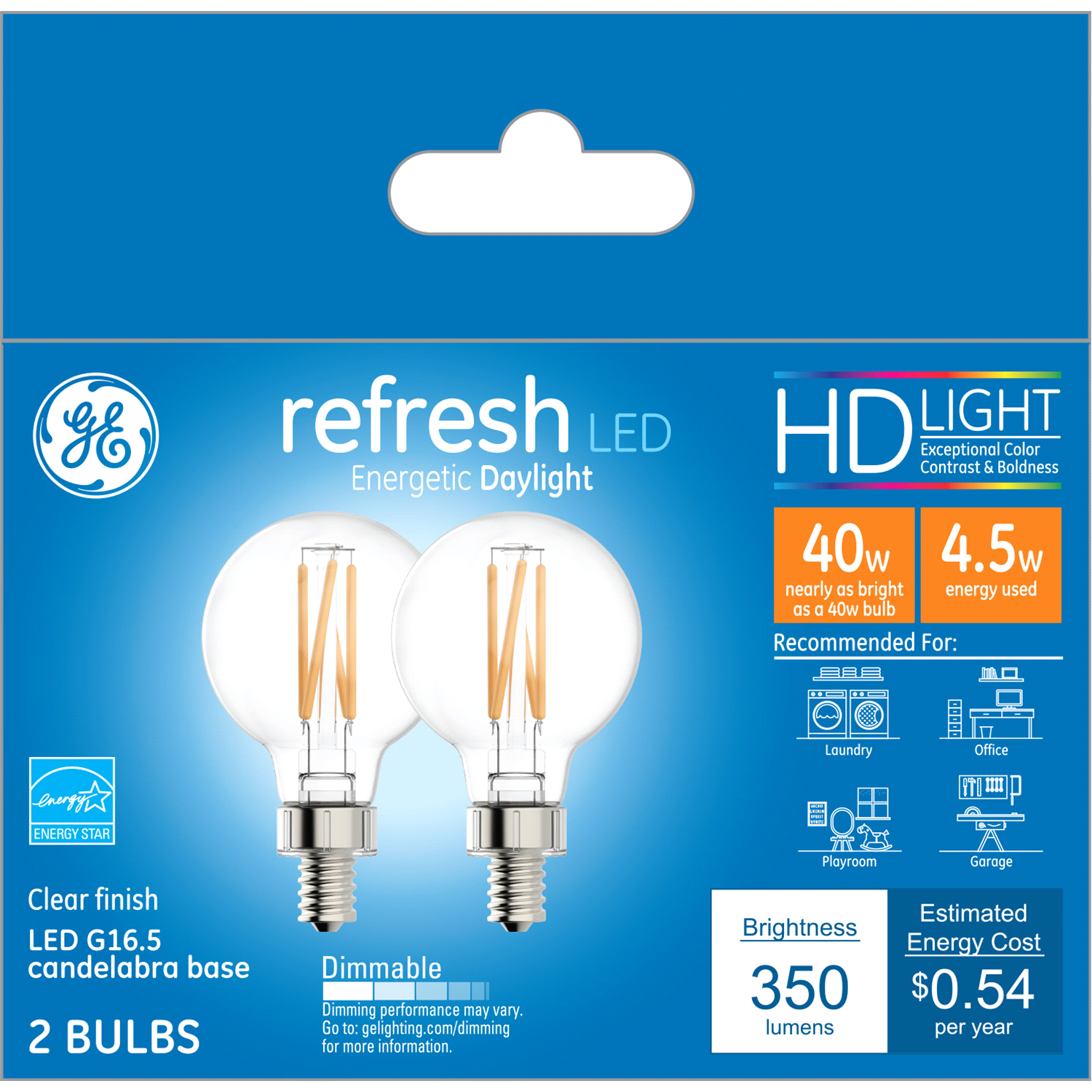slide 1 of 2, GE Refresh 4.5 Watts Clear Finish LED Light Bulbs 2 ea, 2 ct