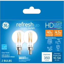 GE Refresh 4.5 Watts Clear Finish LED Light Bulbs 2 ea