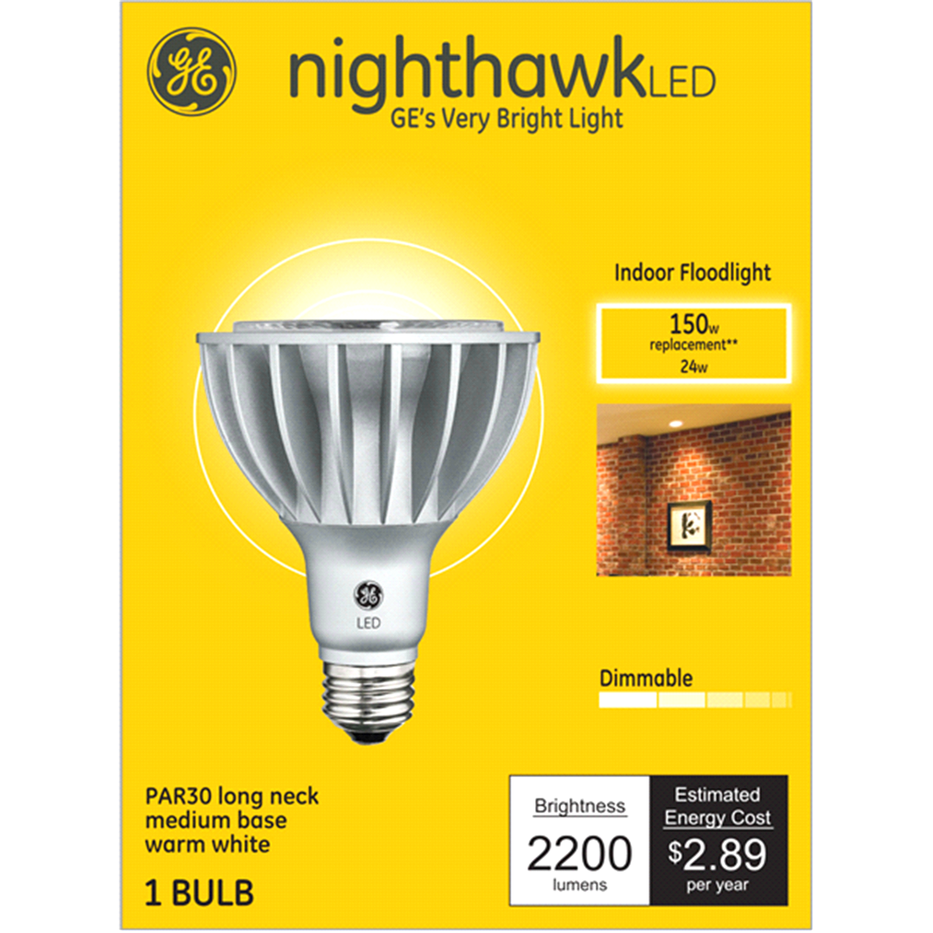 slide 1 of 1, GE Nighthawk 150 W Equivalent Dimmable Warm White Par30 LED Light Fixture Light Bulb, 1 ct