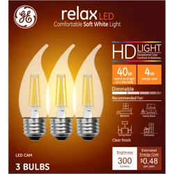 Ge Relax Led Hd 40W Cam Deco Dim Clr Bent Tip