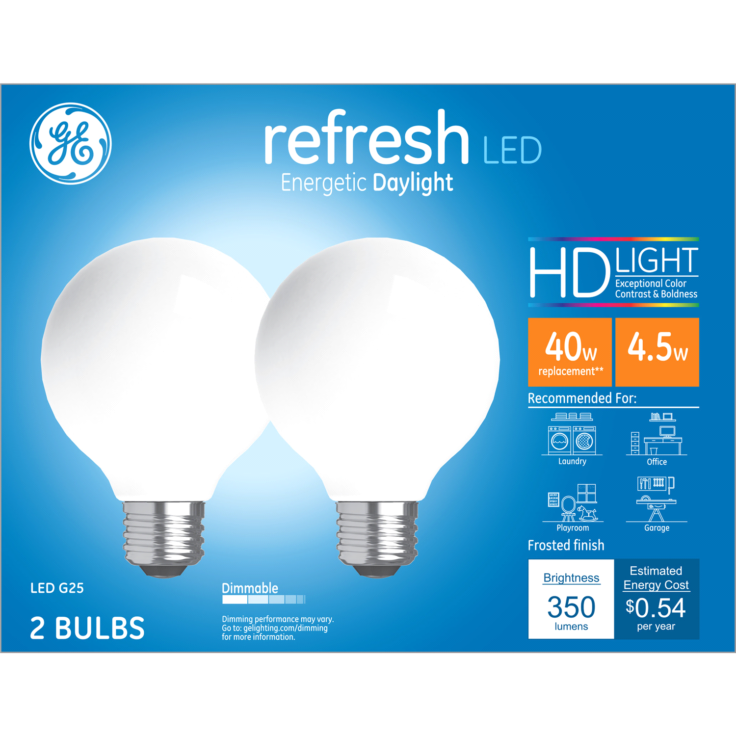 slide 1 of 2, GE Refresh 2 Pack 4.5 Watts Daylight LED Light Bulb 2 ea, 2 ct