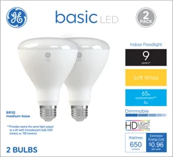 GE 8 Watts Soft White LED Light Bulbs 2 ea