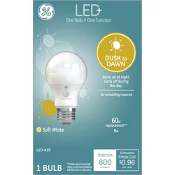 GE Soft White LED 8.5 Watts Dusk to Dawn A19 Bulb 1 Each
