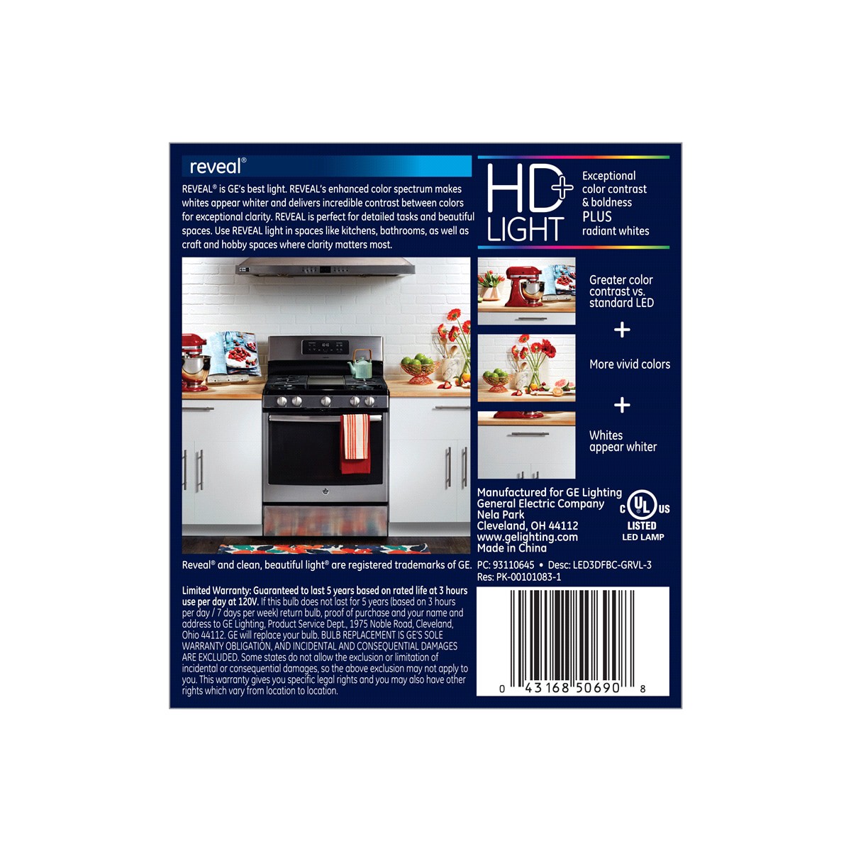 slide 2 of 2, GE Reveal HD+ 25W Replacement LED Decorative Clear Blunt Tip Candelabra Base BC Light Bulbs, 3 ct