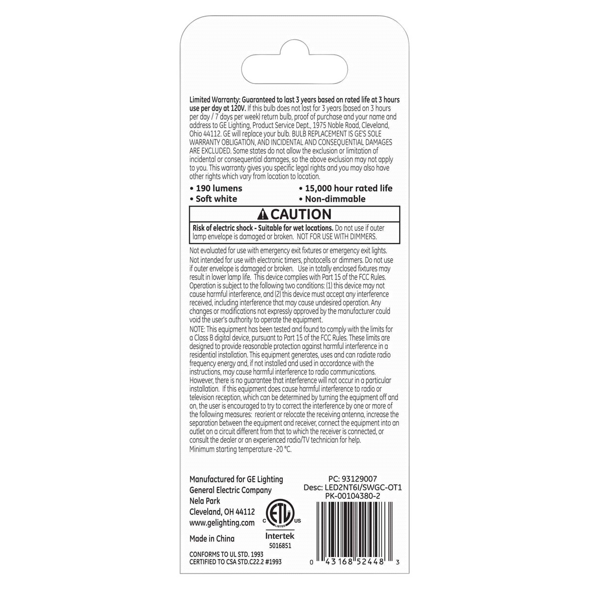 slide 2 of 2, Ge Led 2.5W T6.5 E17 Specialty Clear Bulb, Intermediate Base, 20Weq, 1 ct