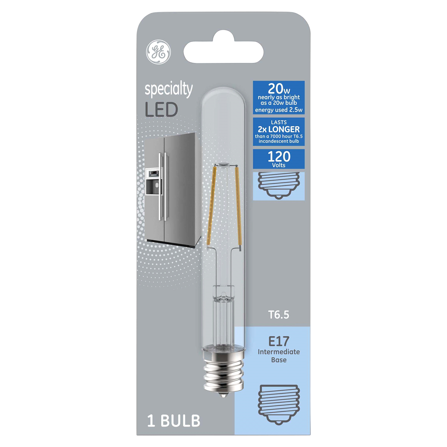 slide 1 of 2, Ge Led 2.5W T6.5 E17 Specialty Clear Bulb, Intermediate Base, 20Weq, 1 ct
