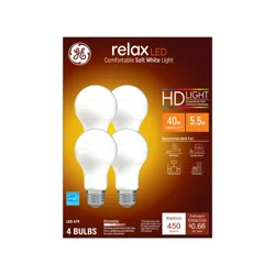 GE Relax HD LED 40W EQ A19 Soft White Dimmable Light Bulb 4-Pack