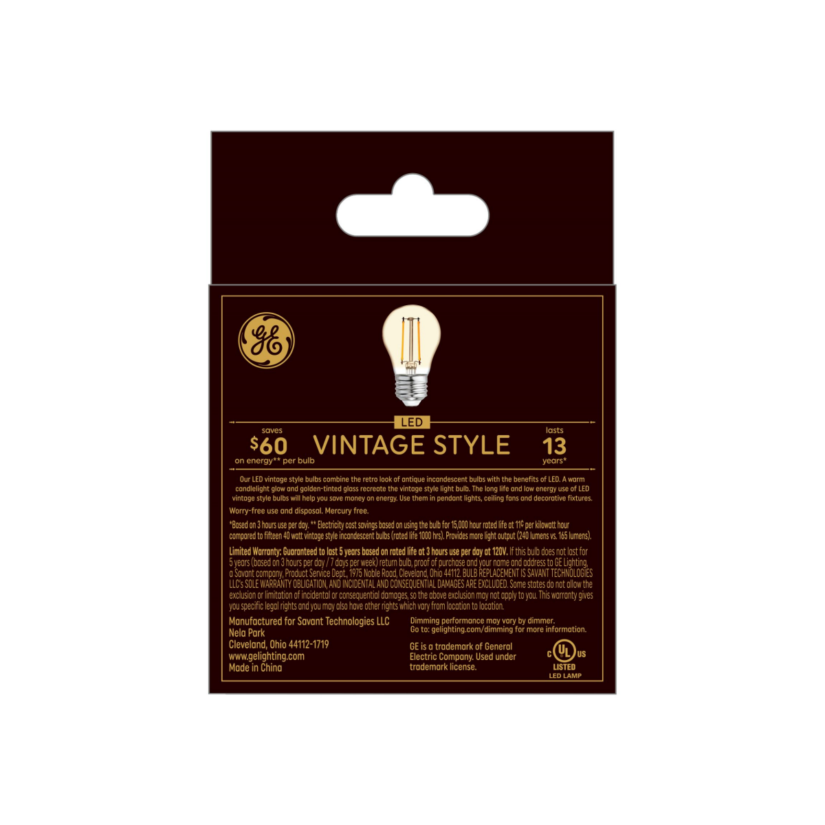 slide 2 of 2, GE Vintage 2-Pack 40 W Equivalent Dimmable Warm Candle Light A15 Vintage LED Light Fixture Light Bulbs, 2 ct