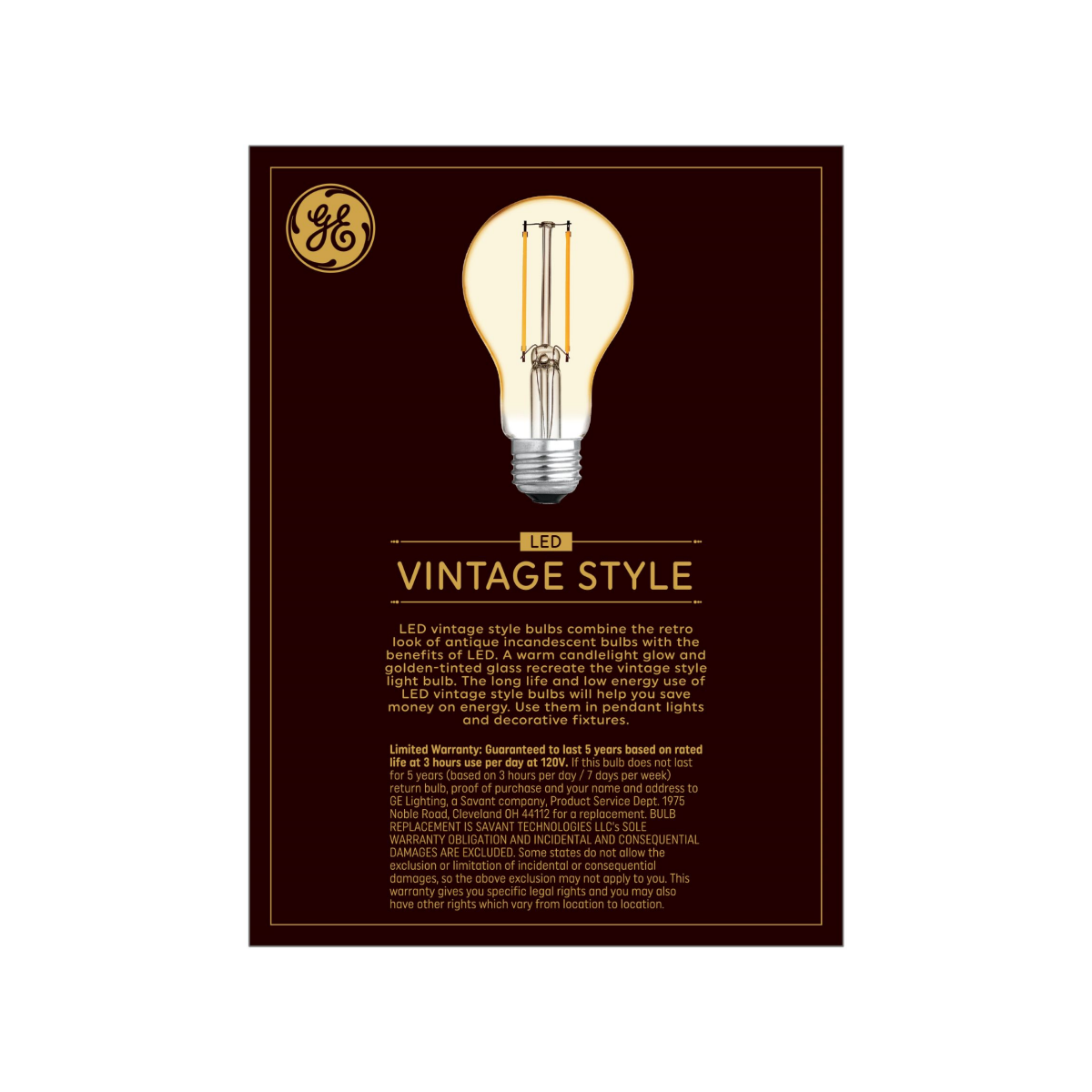 slide 2 of 2, GE LED Vintage 60W EQ A19 Warm Candle Light Dimmable Light Bulb 4-Pack, 4 ct