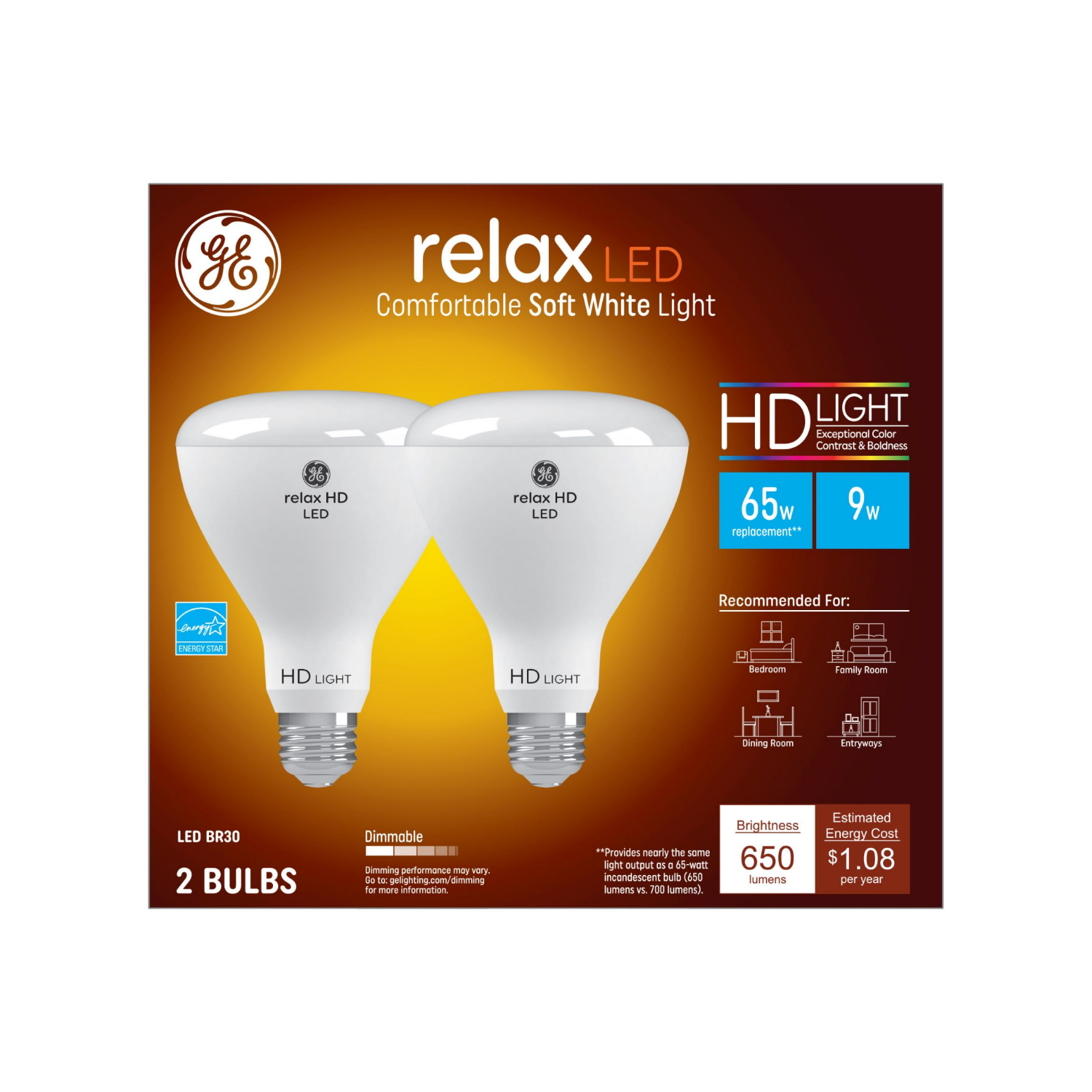 slide 1 of 2, GE Relax 9 Watt Soft White LED Light Bulbs 2 ea, 2 ct