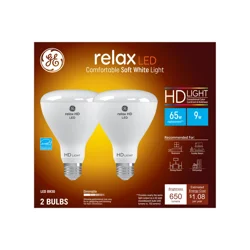 GE Relax 9 Watt Soft White LED Light Bulbs 2 ea
