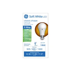 GE 3/9/13 Watts Soft White Classic Shape 3-Way LED Light Bulbs 1 ea