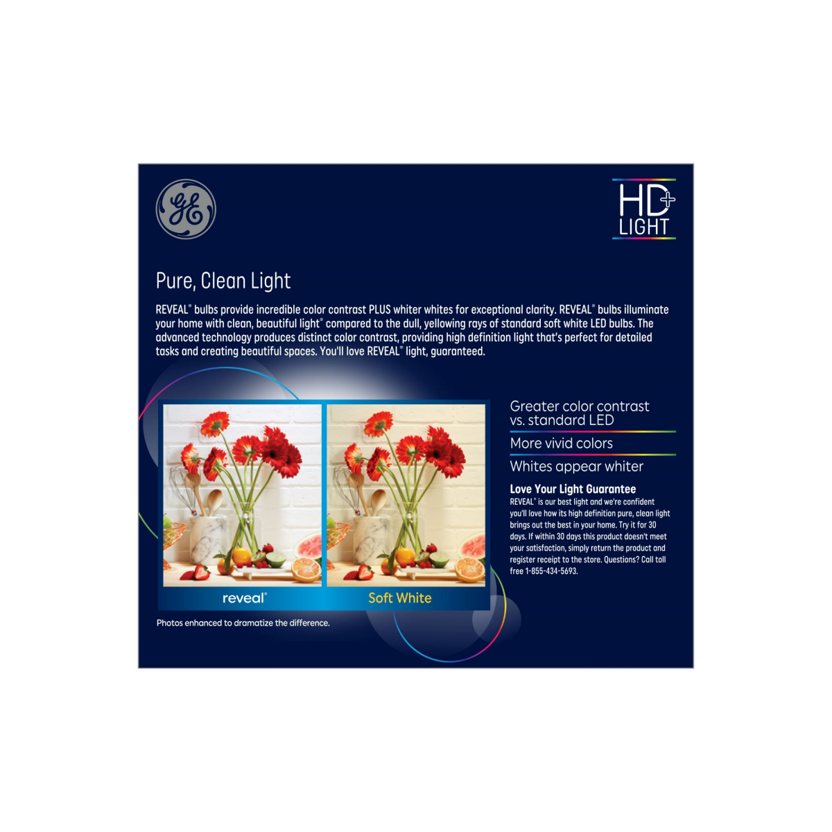 slide 2 of 2, Ge Reveal Hd Led 90W Br30 Dim, 2 ct