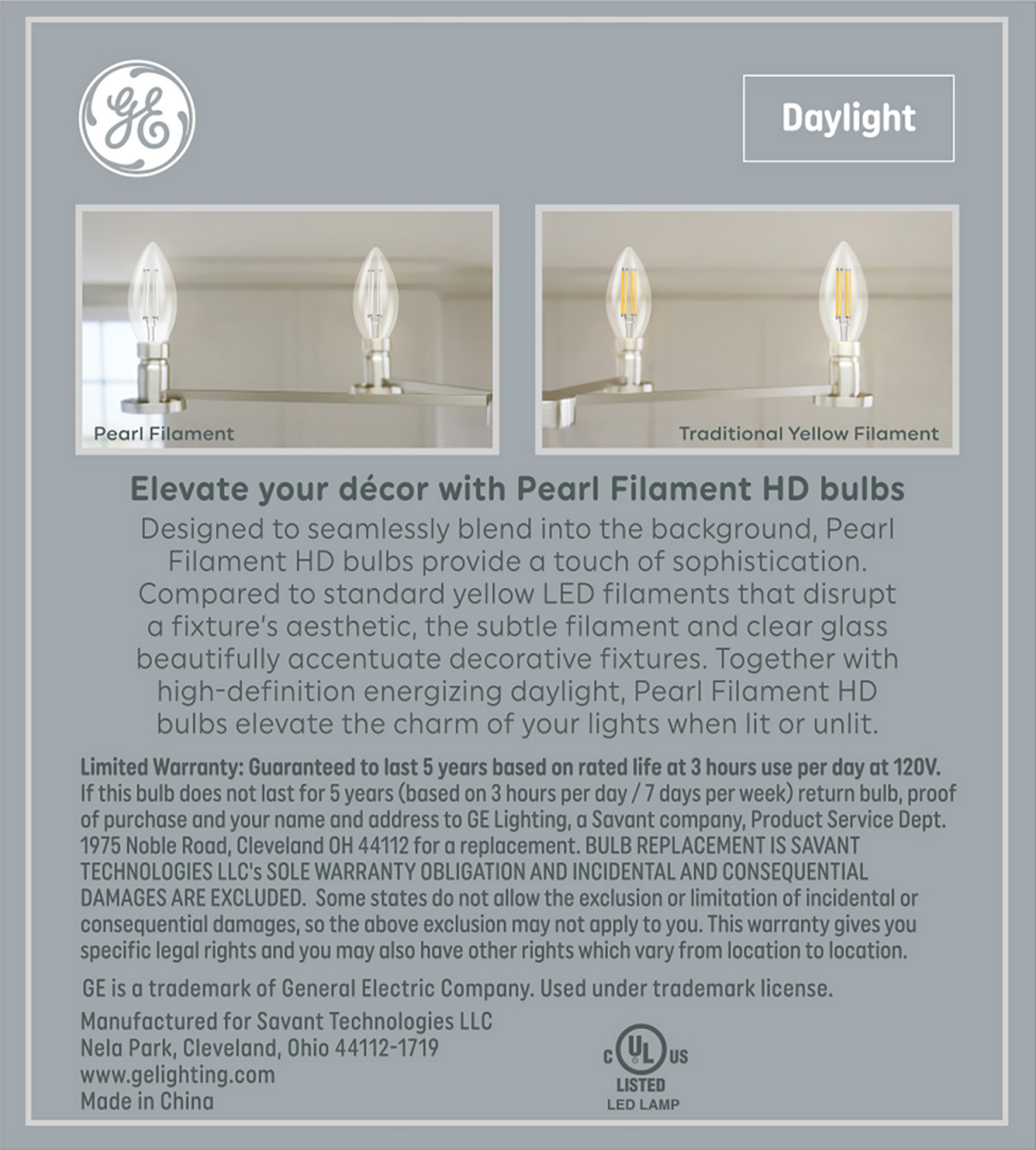 slide 2 of 2, GE LED 60W CAC Deco White Pearl Filament Soft White Dim 3 Pk, 3 ct