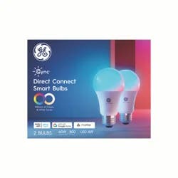 GE Cync Full Color Direct Connect Smart 60W EQ A19 Bluetooth/Wifi Enabled, Works With Alexa, Google Assistant without a Hub Dimmable Light Bulb 2-pack