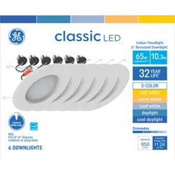 Ge Led 65w 6 Inch White Recessed Downlight 6 Pk
