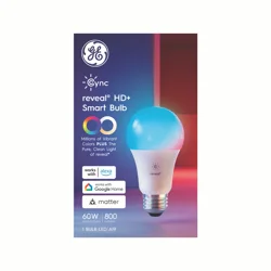 GE Household Lighting GE CYNC Reveal Smart A21 LED Light Bulbs Full Color: Voice Control, Energy Star, Alexa & Google Compatible, 800 Lumens