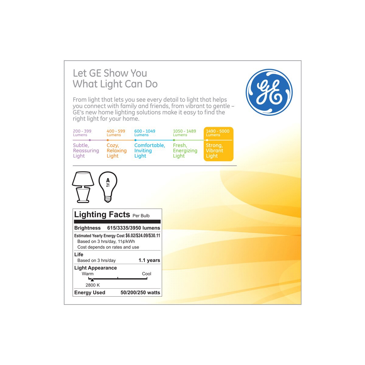 slide 2 of 2, GE Neral Electric Soft White 50-200-250w Incandescent 3-Way Frosted Neral Purpose A21 Light Bulbs (2-Pack), 2 ct