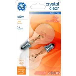 General Electric Crystal Clear 40 Watt A15 2-Pack