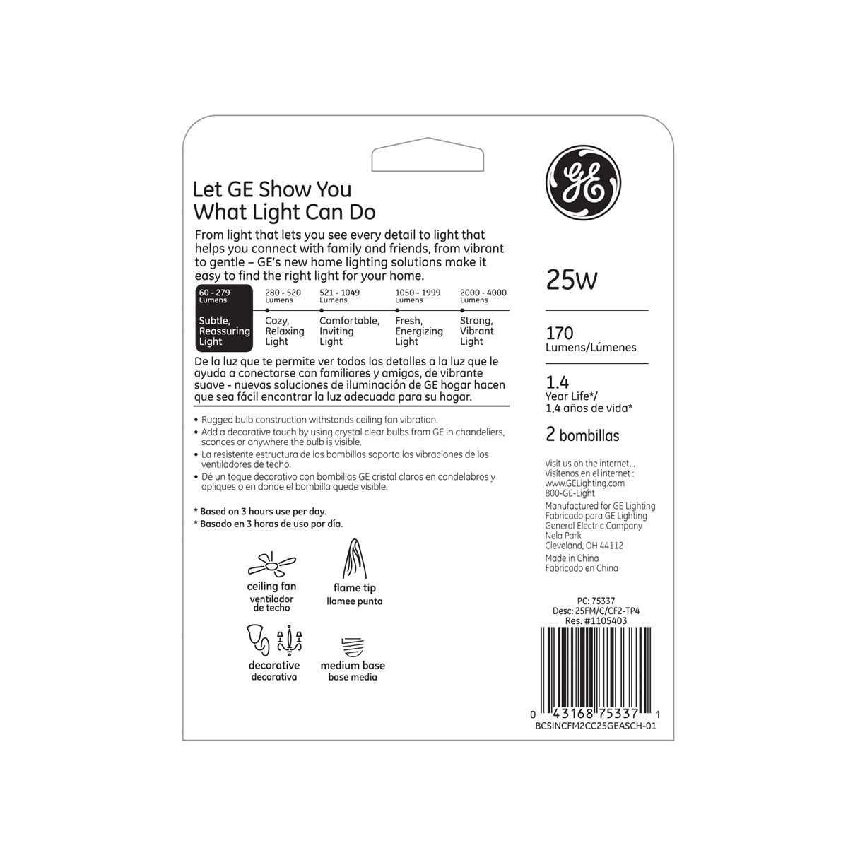 slide 2 of 2, GE Crystal Clear Decorative F Type 25 Watts Light Bulbs 2 ea, 2 ct