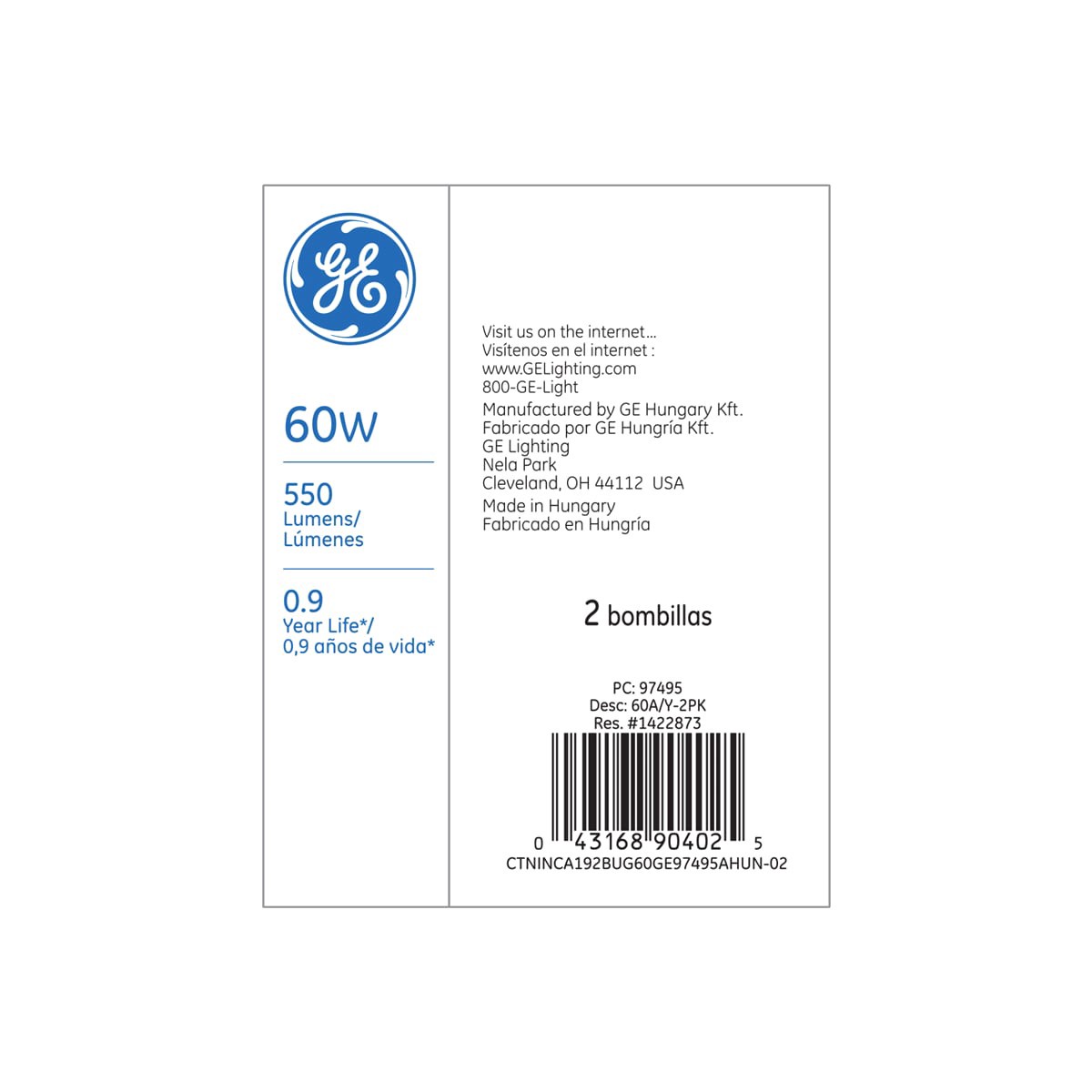 slide 2 of 2, Ge Bug Light 60 Watt A19 2-Pack, 2 ct
