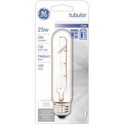 GE 25 Watts Clear Tubular Light Bulb 1 ea