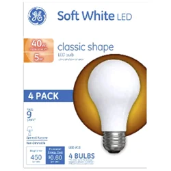 GE Soft White LED 5 Watts 4 Pack Light Bulbs 4 ea