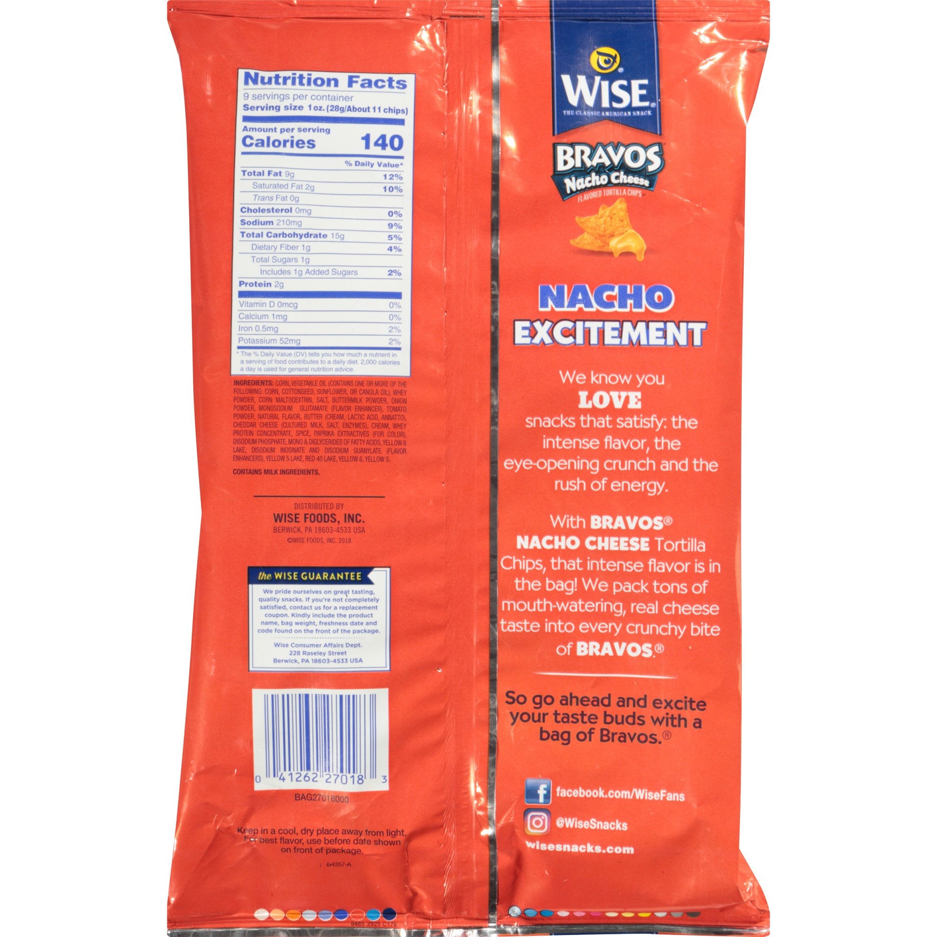 slide 4 of 6, Wise Bravos Nacho Cheese Flavored Tortilla Chips, 9 oz