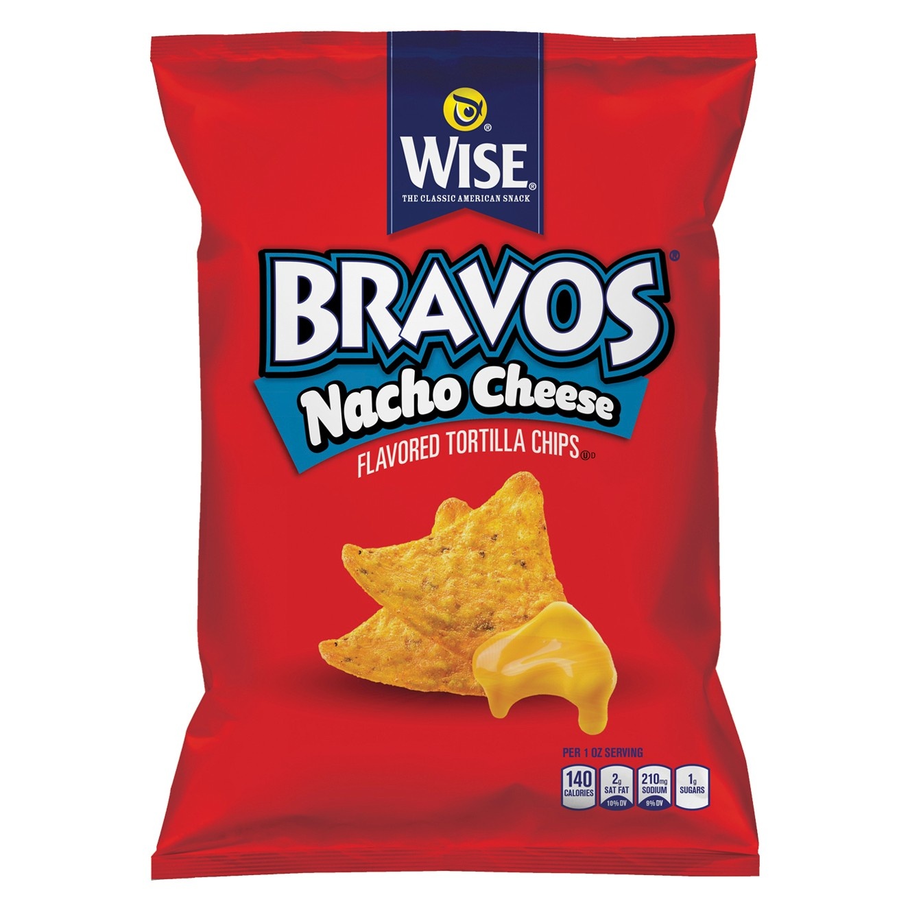 slide 1 of 6, Wise Bravos Nacho Cheese Flavored Tortilla Chips, 9 oz