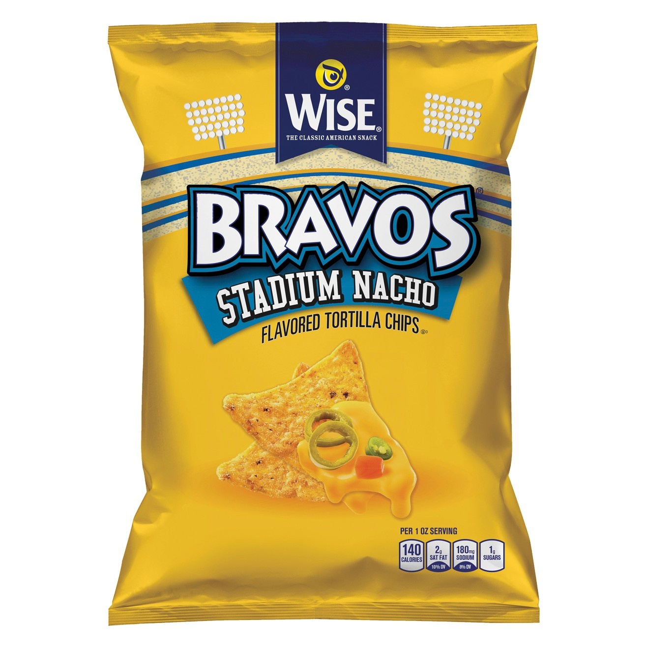 slide 1 of 6, Wise Bravos Stadium Nacho Flavored Tortilla Chips, 9 oz