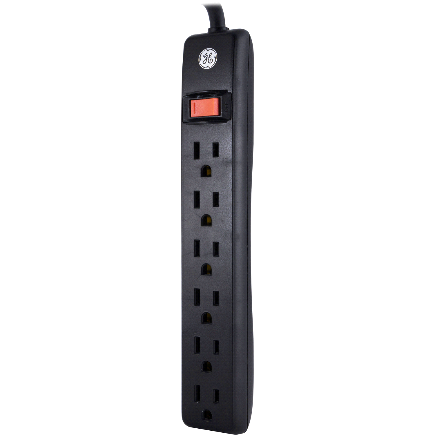 slide 2 of 3, GE 6 Outlet Power Strip, 6 Foot Cord, Black, 1 ct